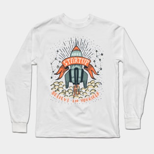 Startup doodle rocket Long Sleeve T-Shirt